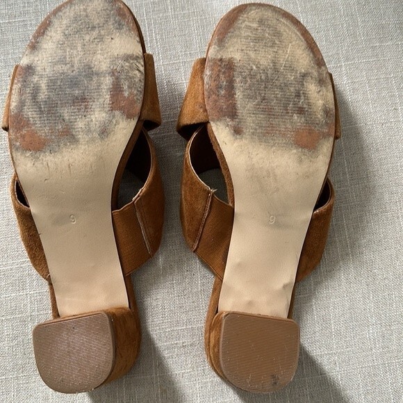 Catherine Malandrino Roxie Suede crisscross Block-Heel Mule Sandals Size 9 - Picture 6 of 9